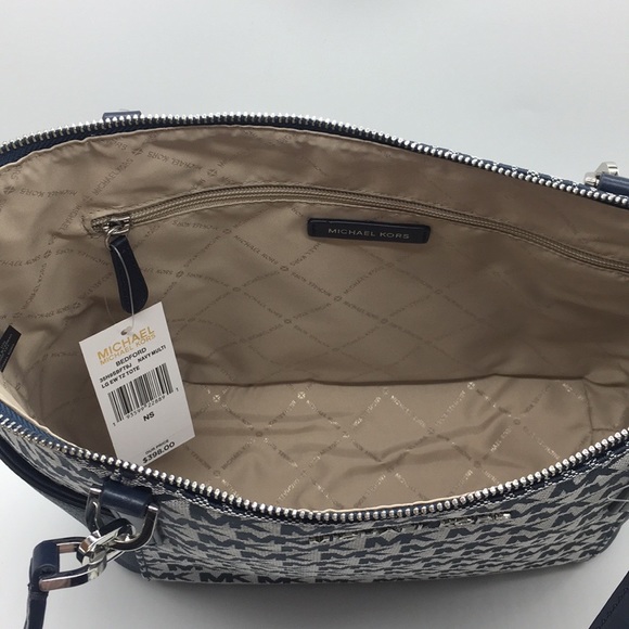 MICHAEL KORS BEDFORD LG EW TZ TOTE NAVY MULTI - Picture 5 of 8